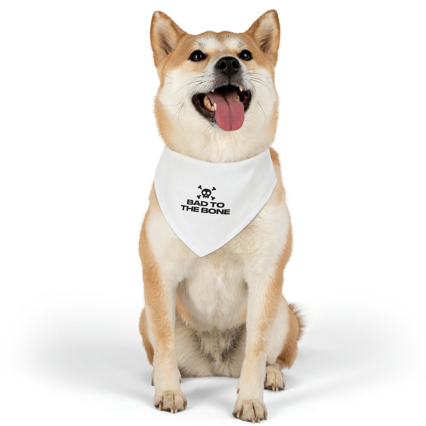 Bad To The Bone Pet Bandana Collar (White)