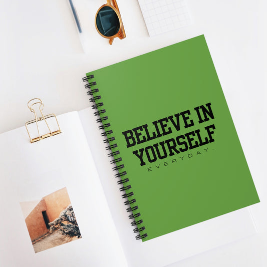 Believe In Yourself Spiral Notebook - Ruled Line (Green)