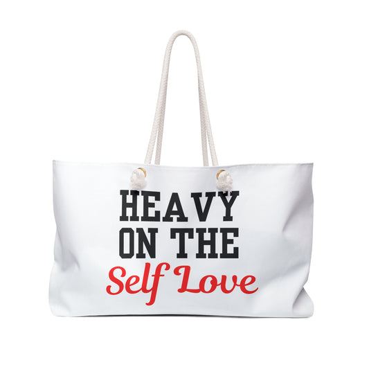 Heavy On The Self Love Weekender Bag (White)