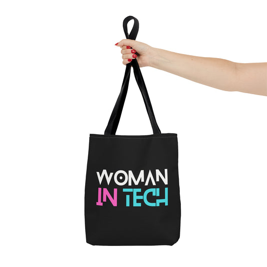 Woman In Tech Tote Bag (AOP)(Black)