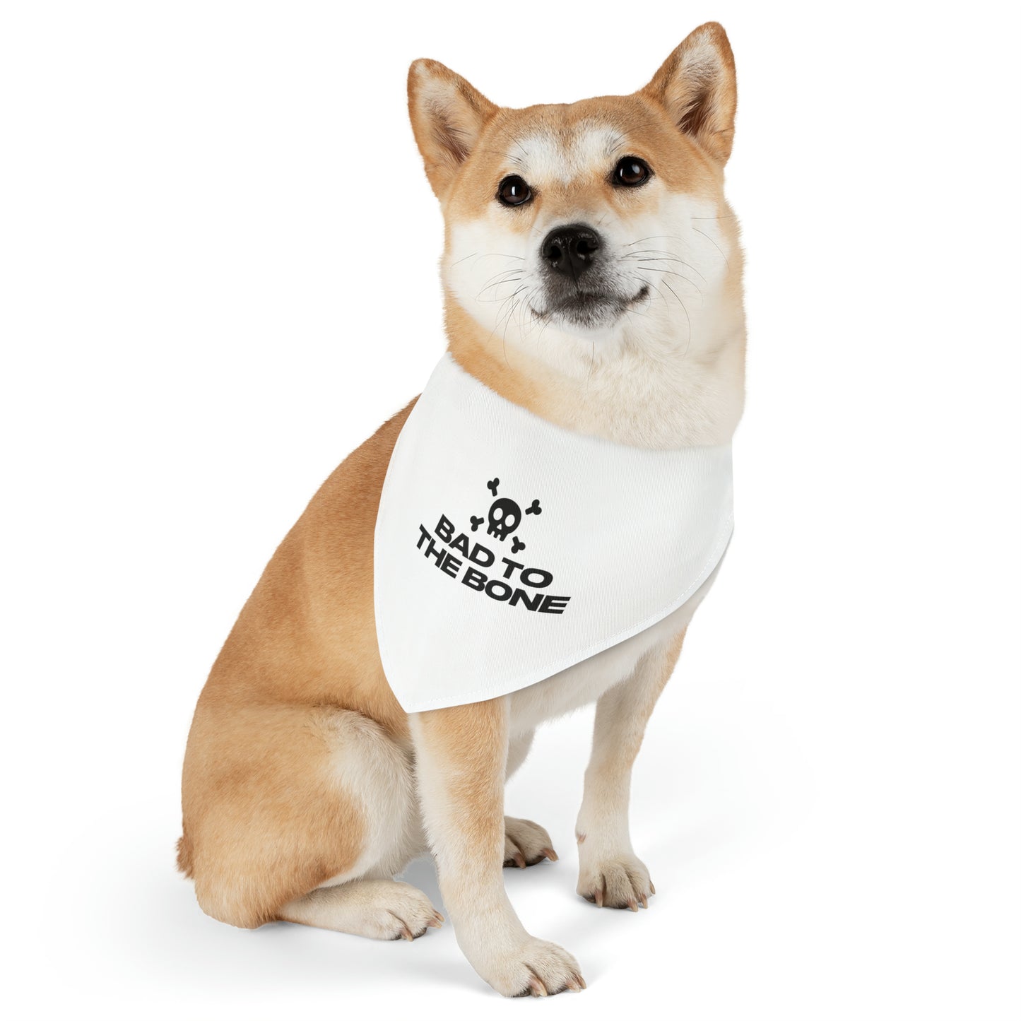 Bad To The Bone Pet Bandana Collar (White)